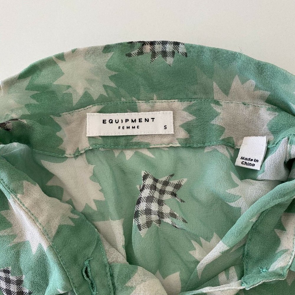 Equipment Femme Sheer Silk Print Collar Top Blouse - Picture 9 of 12